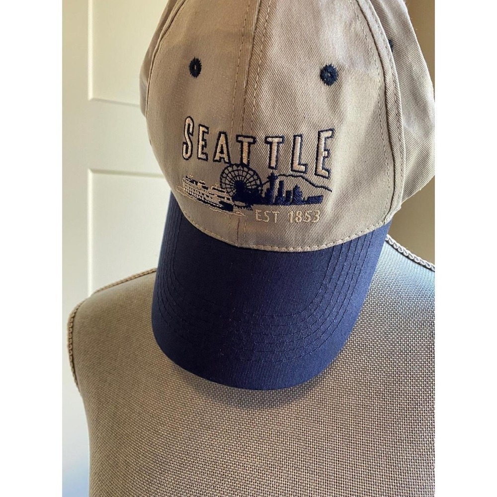 Seattle Ball Cap Hat Strapback Embroidered Gray Blue
